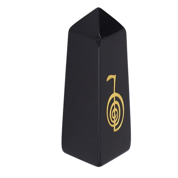 Unbranded Tower Crystal Stones Wand, Multifunctional 4-Sided Natural Obsidian Black Crystal Stone Column for Home Office Decor, Yoga Meditation Energy Healing (5.12 inches / 13 cm)