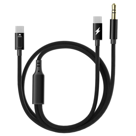 Unbranded USB C to USB C Charging Cable PD60W, USB Type C to 3.5mm Audio + Fast Charging Cable, 3.5mm Headphone aux Jack Nylon Braided Cord for iPhone 15 Pro Max/Plus iPad Galaxy S24 Ultra Pixel