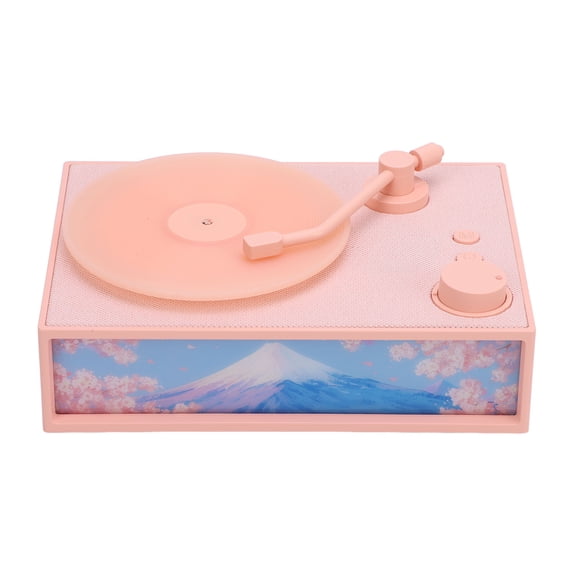 Unbranded Vintage Record Player Ambient Light Scent Diffuser USB Bluetooth Phonograph Style Night Light Speaker for Bedroom, Pinkish (18x13x4.5cm / 7.1x5.1x1.8in)