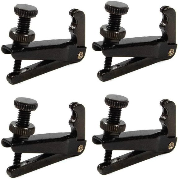 Unbranded Violin Fine Tuner for 3/4 4/4 Violin, Violin String Fine Adjuster Tuners Stainless Metal String Spinner Adjuster, Nickel Plated Anti Rust, 4 Pcs Black