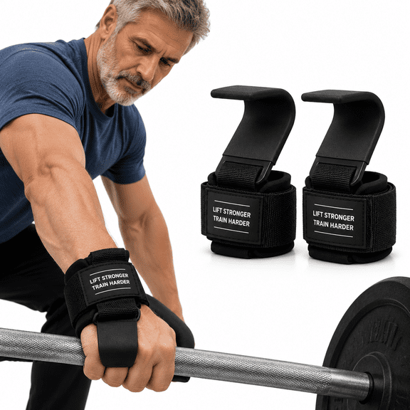 Unbranded Weight Lifting Hooks Pair with Padded Wrist Support for Deadlifts Pull-ups
