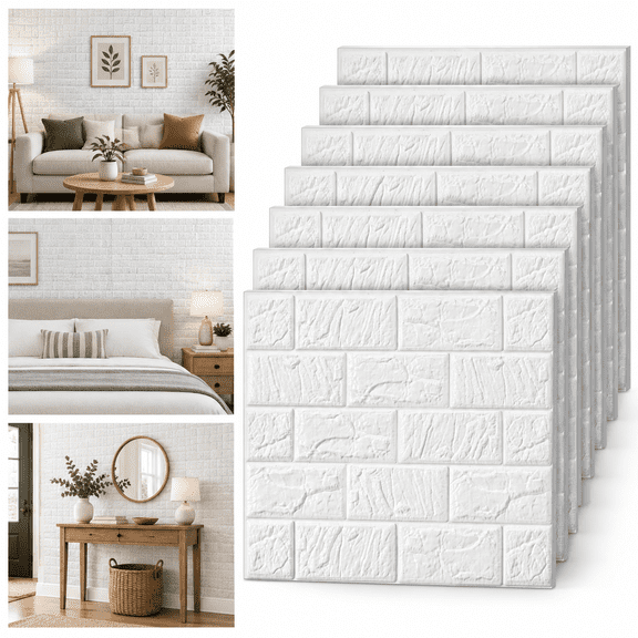 Unbranded White 30-Pack 3D Peel and Stick Foam Decorative Wall Panels