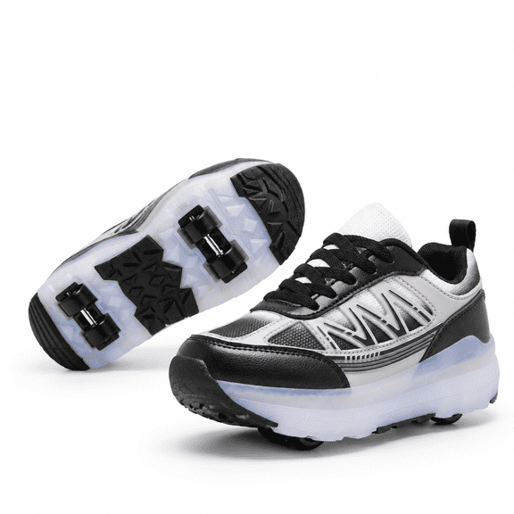 Unbranded White/Black 6.5 Quad Roller Skates Convertible to Casual Sneakers