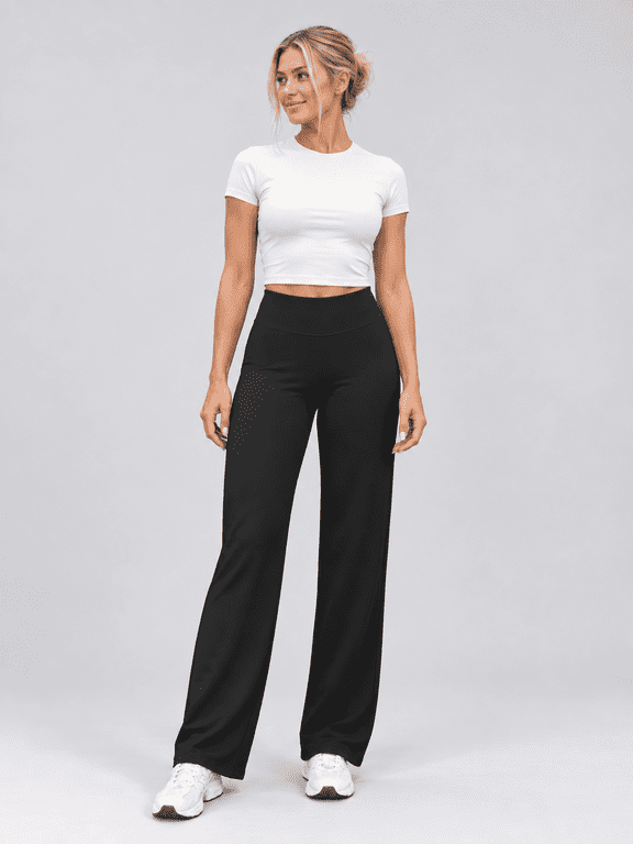 Women's High-Waisted Straight-Leg Athletic Pants, Black, XL