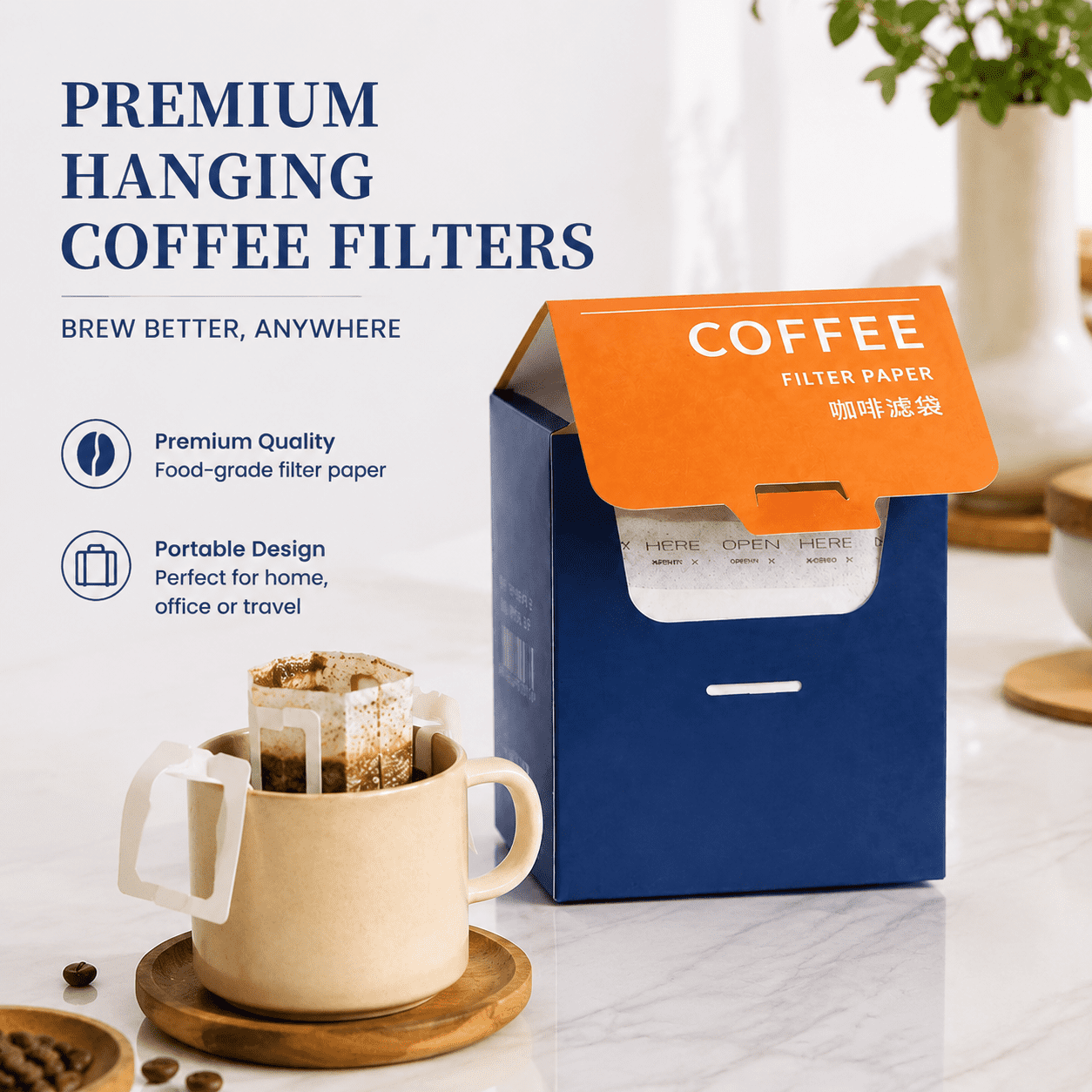 Unbranded Wood Pulp Nonwoven Fabric Drip Bag Coffee Filters 50 Count ...