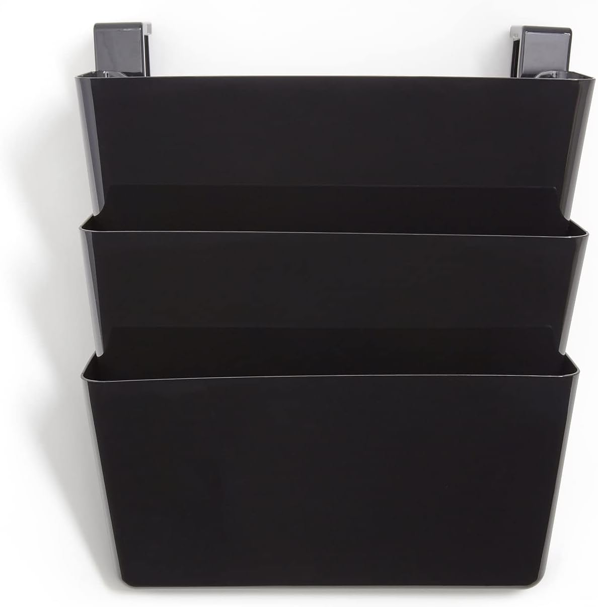 Unbreakable 3Pocket Plastic Letter Wall File, Black, 6/Carton