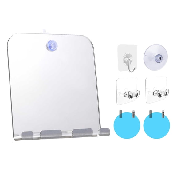 Unbreakable Acrylic Shower Shaving Makeup Mirror, with Hook, Wall Hanging Bathroom Fogproof Lightweight Rectangle