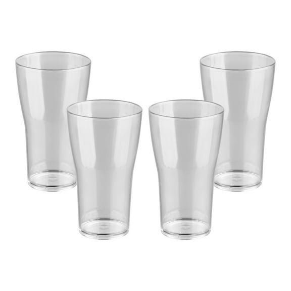 Unbreakable Beer Glasses, All-Purpose Polycarbonate Plastic Glasses, Ideal as Mocktail Glasses, Juice Glasses & Water, Reusable & Dishwasher Safe Drinking Glasses, 13.5 oz - Set of 4