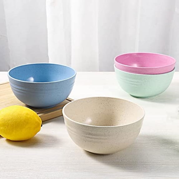 Unbreakable Cereal Bowls-24oz Lightweight Wheat Straw Fiber Bowls Set of 4 for Soup, Oatmeal and Salad, Microwave &Dishwasher Safe