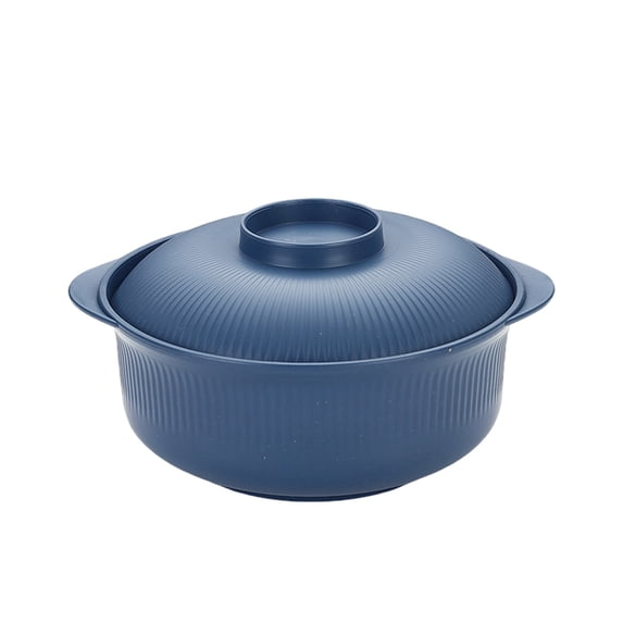 Unbreakable Cereal Bowls,Eco Wheat Straw Soup Bowls with Lid & Double Handles | Microwave & Dishwasher Safe | Dining Table Food Container for Kitchen & Camping,Navy