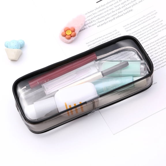 Unbreakable Clear Pencil Case - Large Capacity Hard Shell Organizer with Antimicrobial Coating