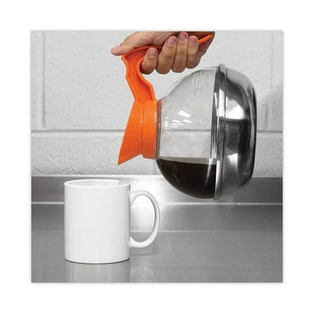 Unbreakable Decaffeinated Coffee Decanter, 12-Cup, Stainless Steel/Polycarbonate, Orange Handle Unbreakable Decaffeinated Coffee Decanter, 12-Cup, Stainless Steel/Polycarbonate, Orange Handle