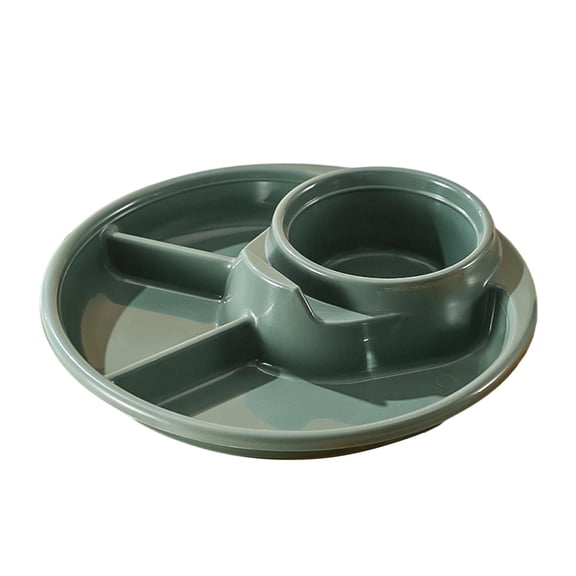 Unbreakable Divided Plates For Adults Portion Control Plates Set Of 2 White Round Plastic Dinner Plate For Camping Outdoor Or Every Day Use Green