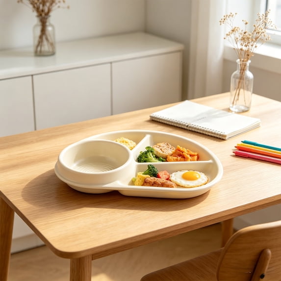 Unbreakable Divided Plates for Adults, Compartment Plates, Lightweight Reusable Dinnerware Portion Control Plastic