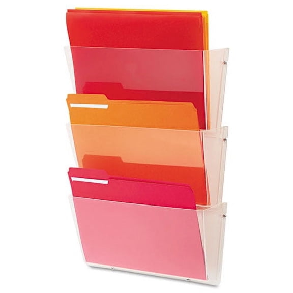 Unbreakable DocuPocket Wall File, 3 Sections, Letter Size, 14.5" x 3" x 6.5", Clear, 3/Pack | Bundle of 2 Packs