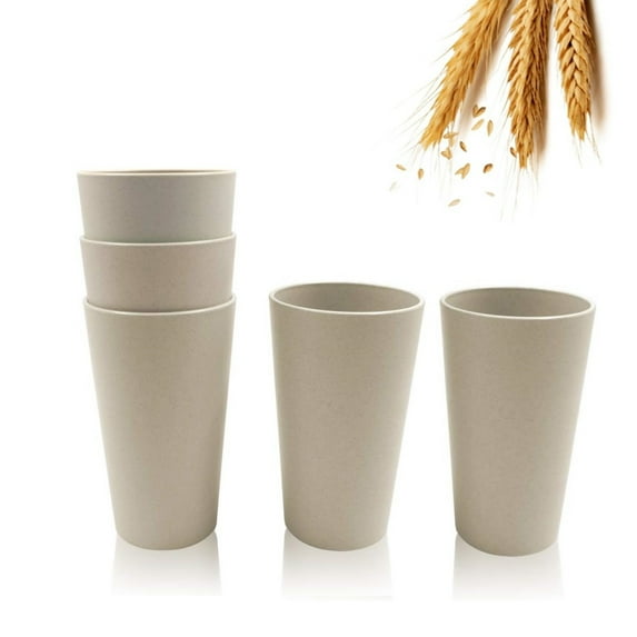 Unbreakable Drinking Cups,QZS Premium Wheat Straw Unbreakable Cups,6 Pack Reusable Wheat Straw Drinking Tumbler for Kitchen,Party,Home