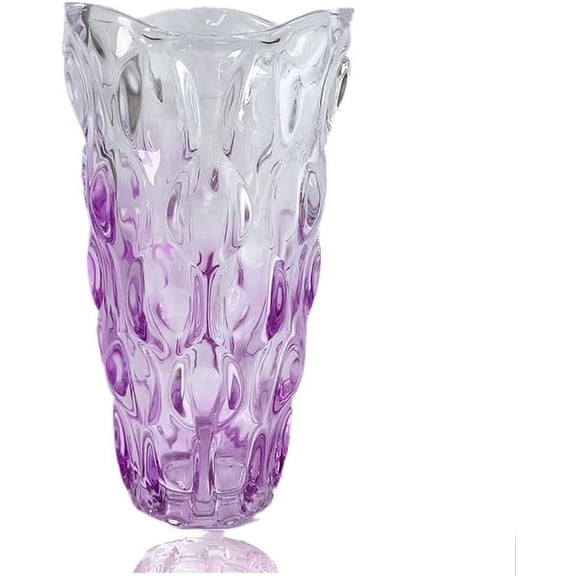 Unbreakable Flower Glass Vase 3.5lb 9.5inch Sparkle vase Bohemian Style, for Centerpieces,Kitchen,Office, Living Room,Wedding,Perfect Home Decor Glass Vase (Gradient Light Purple)