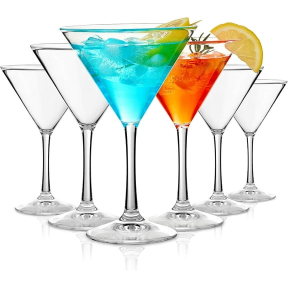 6-Pack Unbreakable Plastic Martini Glasses (10oz): Stemmed, BPA-free  reusable for bar drinks (margarita, whiskey, gin, tequila); top-rack dishwasher-safe (clear).