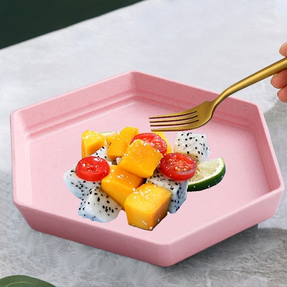 Unbreakable Mini Wheat Straw Plates - Square, Reusable & BPA-Free, Dishwasher/Microwave Safe, Ideal for Adults, Kids, Meals, Fruits & Pets - Pink
