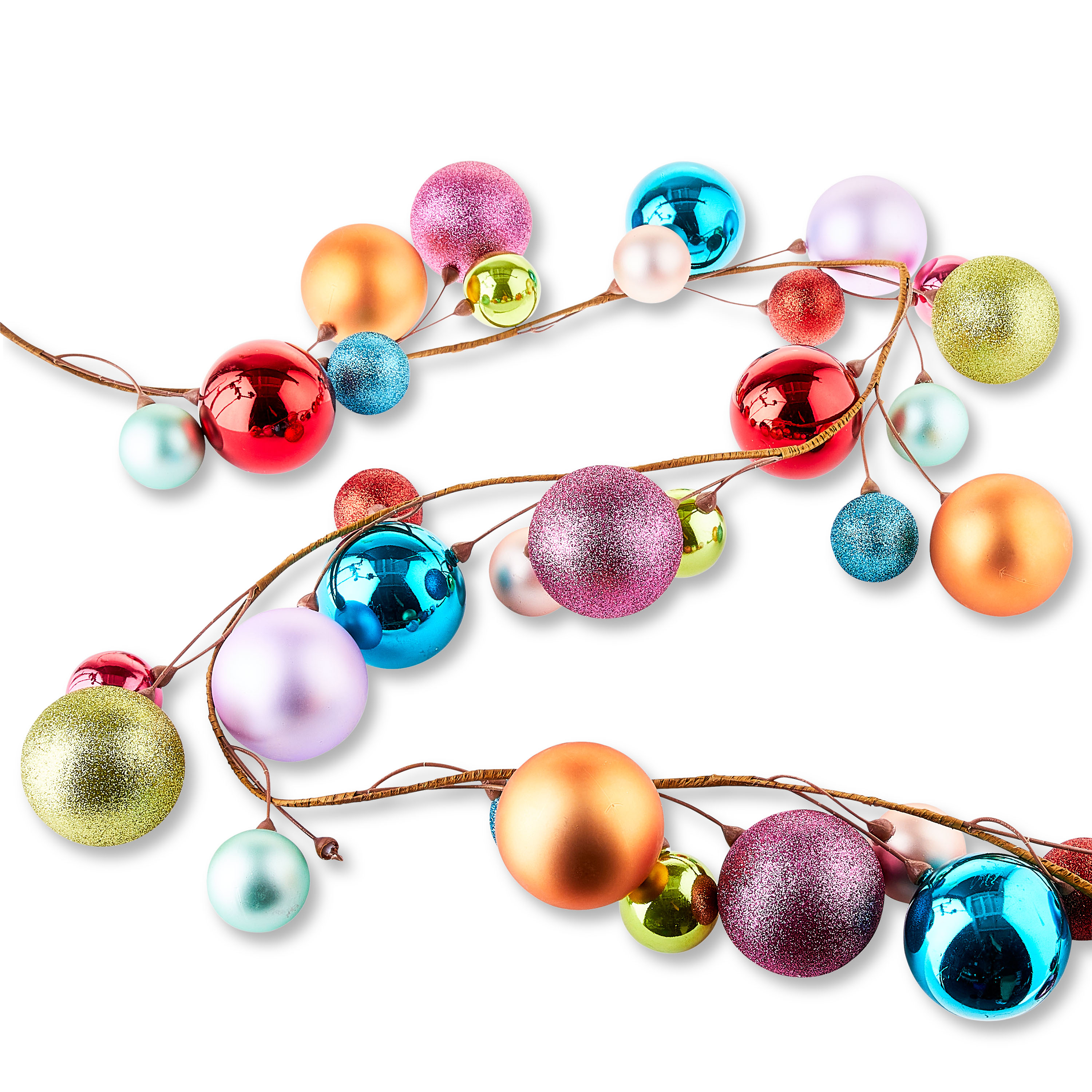 Unbreakable Multicolor Ornament Garland, 12 ft, by Holiday Time