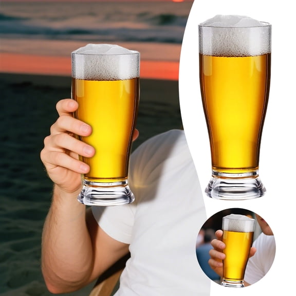 Unbreakable Plastic Beer Glass Reusable Craft Beer Cup For Outdoor Parties Bbqs Home Bars(Clear-16X7X7Cm)