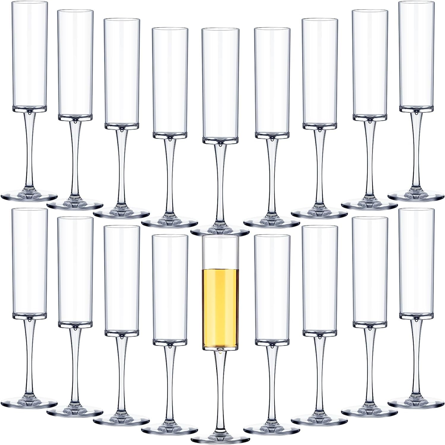 Unbreakable Plastic Champagne Glasses 6 oz Acrylic Stemmed Flutes Set