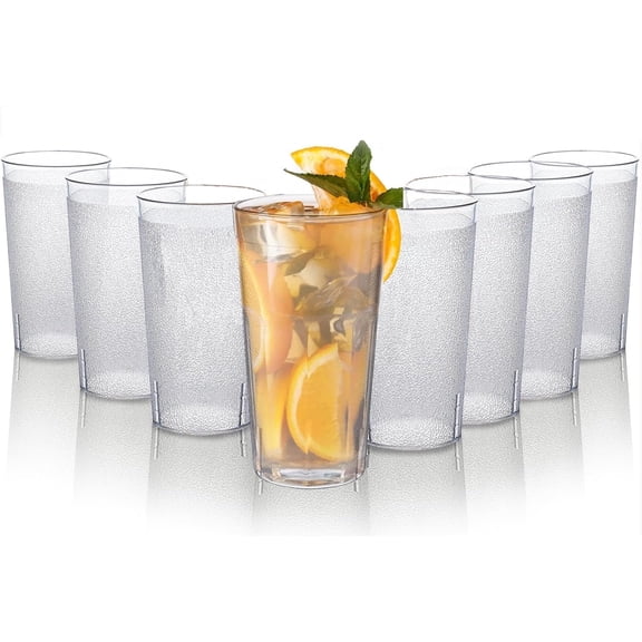 Plastic Cups Reusable,Unbreakable Plastic Drinking Glasses [Set of 12] Drinking Cups for Kitchen, Stackable,Dishwasher Safe Plastic Drinking Cups (20oz,Clear)