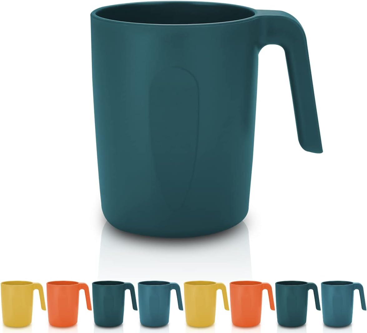 Unbreakable Plastic Mug Set 8 Pieces BPA Free Lightweight Travel