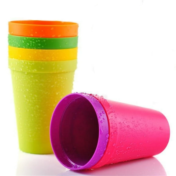 Unbreakable Plastic Stackable Water Tumblers, 8 Pack 6.7 oz Reusable Plastic Cups Children Drinking Cups Juice Tumblers for Toddler Adults for Parties School Dishwasher Safe, Random Colors