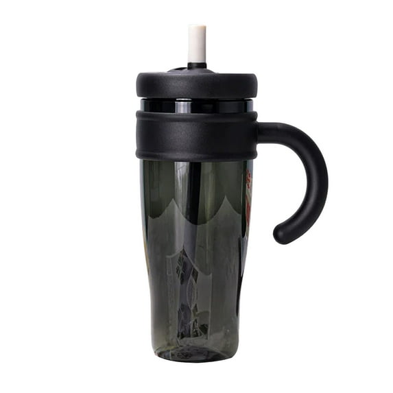 Unbreakable Plastic Straw Cup - Black 37oz Scald-Proof Drop-Resistant Tumbler, Large Capacity Insulated Cup for Home Office Outdoor Daily Use