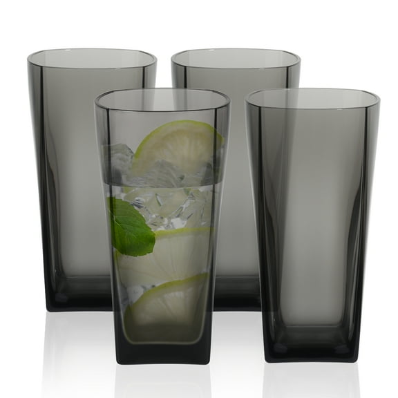 Unbreakable Plastic Tumblers, Grey Stackable Cups - 350ml Microwave Safe, BPA Free Glasses for Party, Outdoor, Kids, Cafe & Home Use