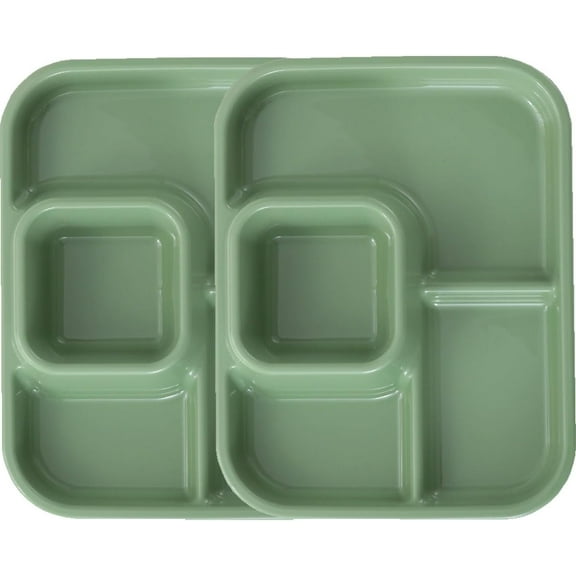 Unbreakable Rectangular Divided Plates for Adults 4 Sections Portion Control Plates Set of 2 Plastic Dinner Plate for Camping Outdoor or Every Day Use