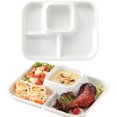 thumbnail image 1 of Unbreakable Rectangular Divided Plates for Adults 4 Sections Portion Control Plates Set of 2 White Plastic Dinner Plate for Camping Outdoor or Every Day Use, 1 of 6