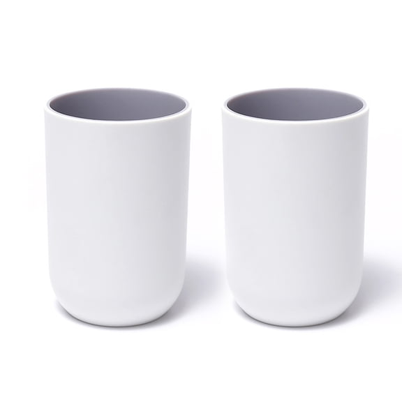 Unbreakable Reusable Drinking Cups have 2 Colors, Plastic Toothbrush Cup Tumbler, Dishwasher SafeLight grey
