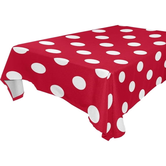 Unbreakable Square Tablecloths with Dust and Wrinkle Resistance-60x90In, Red Polka Dot(1) Wedding Kitchen Picnic Buffet Holiday Party House Decor