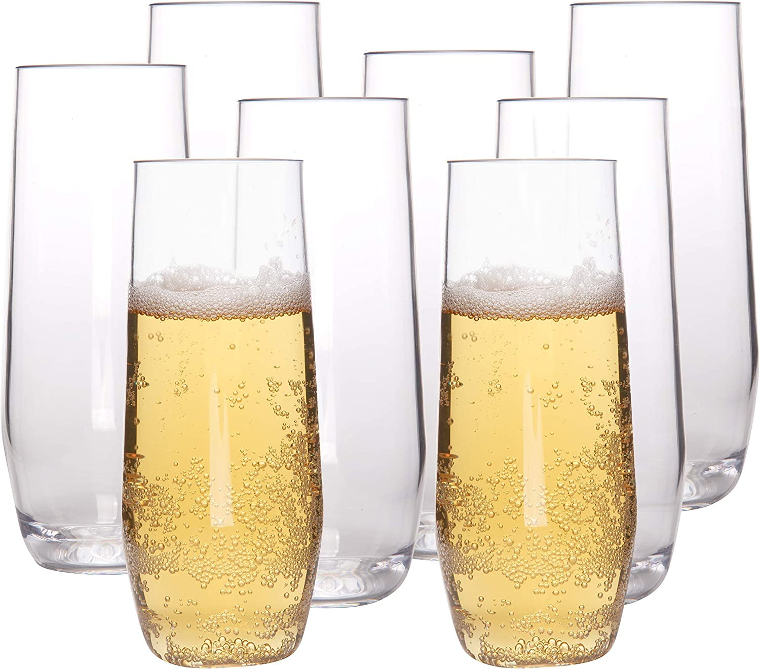 D'Eco Unbreakable 12 oz Champagne Flutes (Set of 8) - 100% Tritan Reusable Mimosa & Champagne Glasses - Perfect Cocktail Glasses for Hosting & Entertaining Thanksgiving Dinner & XMas Holiday Parties