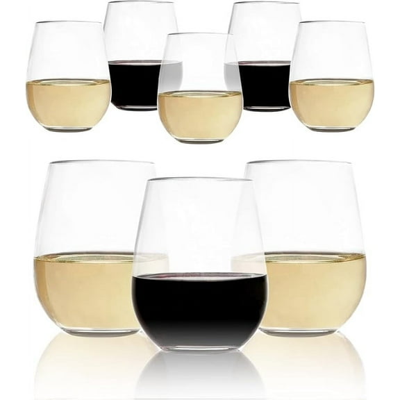Vinjoy Unbreakable Stemless Wine Glasses Set of 88oz Durable Shatterproof Tritan Plastic