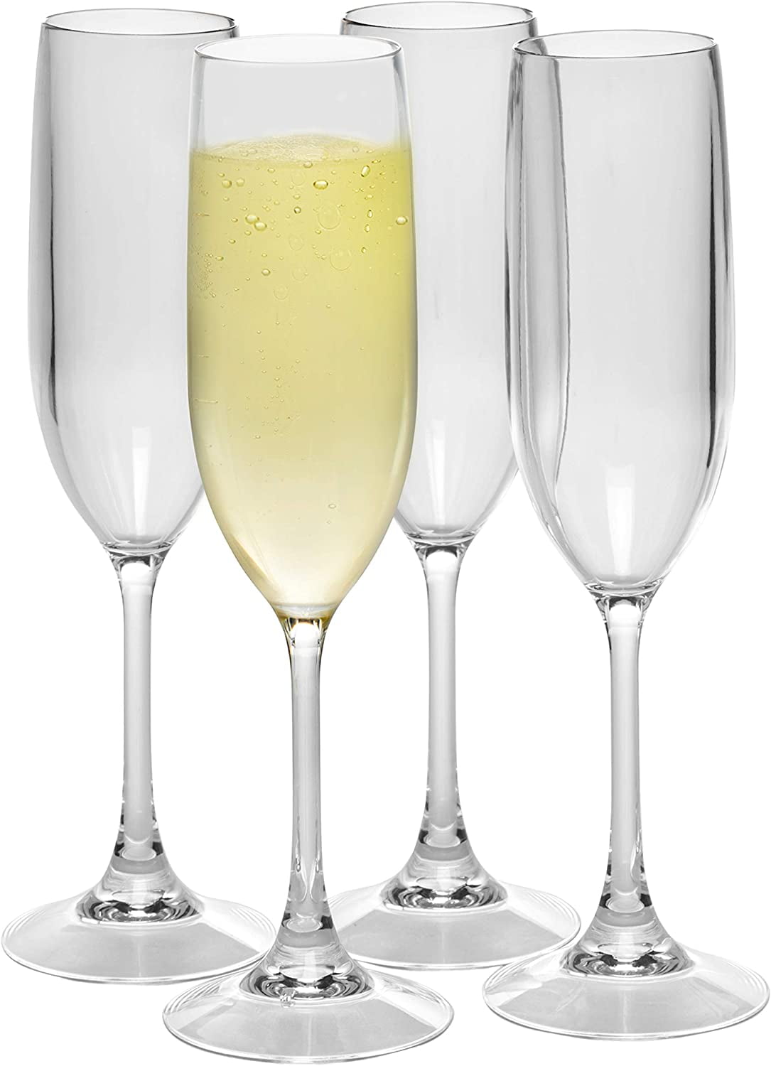 True Cuvée Champagne Flutes, Lead-Free Crystal Sparkling Wine Glasses,  Stemmed Wine Glass Set, Set of 4, 7 Ounces, Clear Finish