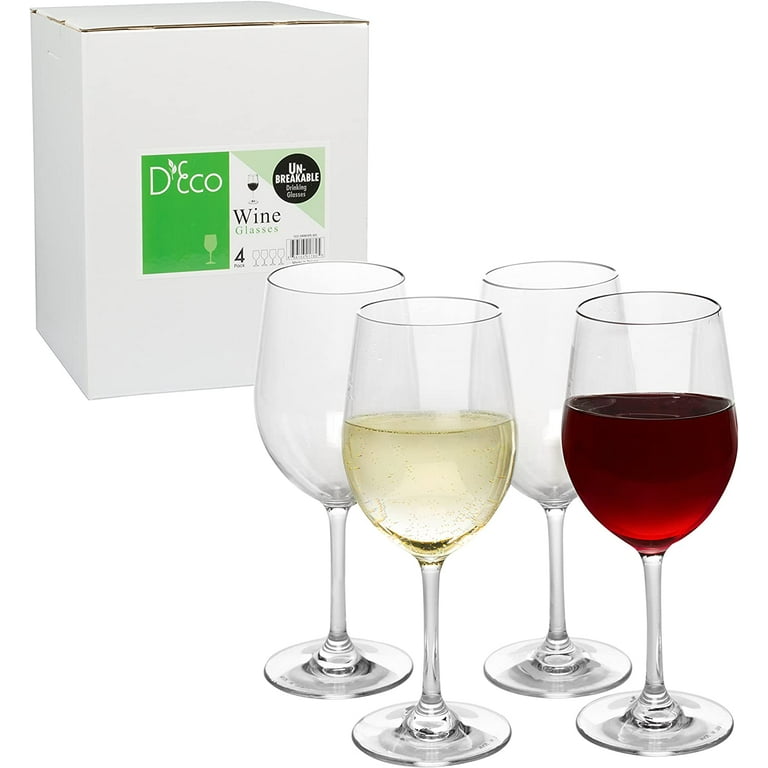 Unbreakable Stemmed Wine Glasses, 12oz - 100% Tritan - Shatterproof,  Reusable, Dishwasher Safe Drink Glassware (Set of 4)- Indoor Outdoor  Drinkware - Great Holiday and Wedding Gift 