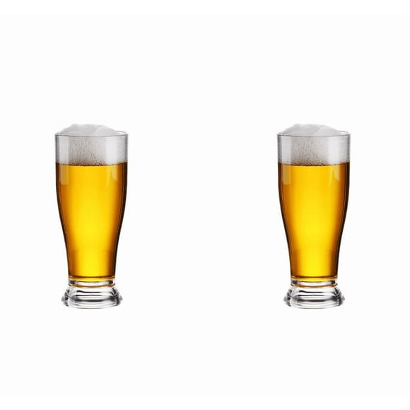 Unbreakable Tall Pilsner Glasses Set of 2, Tritan Wheat Cup Tumbler Pint Glass