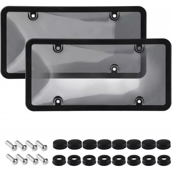Unbreakable Visible License Plate Frame Covers 4 Holes Universal 2pcs * 2 PACKS