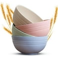 thumbnail image 1 of Unbreakable Wheat Straw Plastic Cereal Bowls Set of 4 BPA Free Dishwasher & Microwave Safe Bowl Set With Sponge-Lightweight Wheat Straw Bowls For Cereal, Soup, Snacks, & More, 1 of 5
