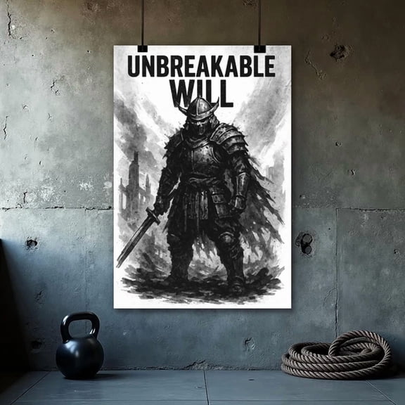 Unbreakable Will Poster Samurai Warrior Art Dark Fantasy Ink Illustration