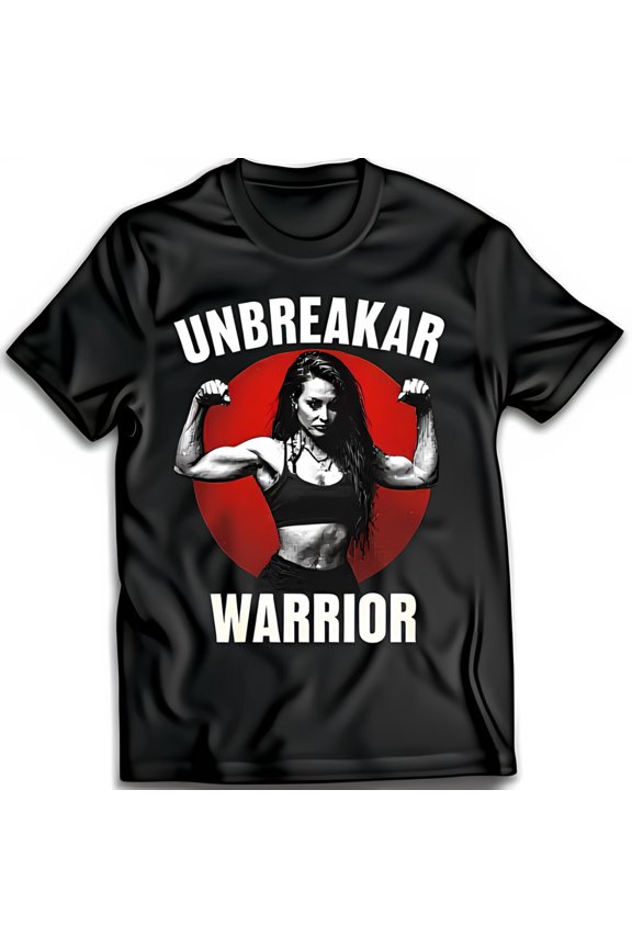 Unbreakable Women s Muscle Flexing Graphic T-Shirt Bold Red Circle Design