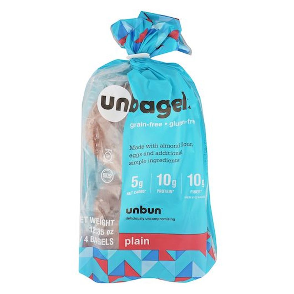 Unbun Unbagels Plain Bagel, 87.5 Gram 6 per case