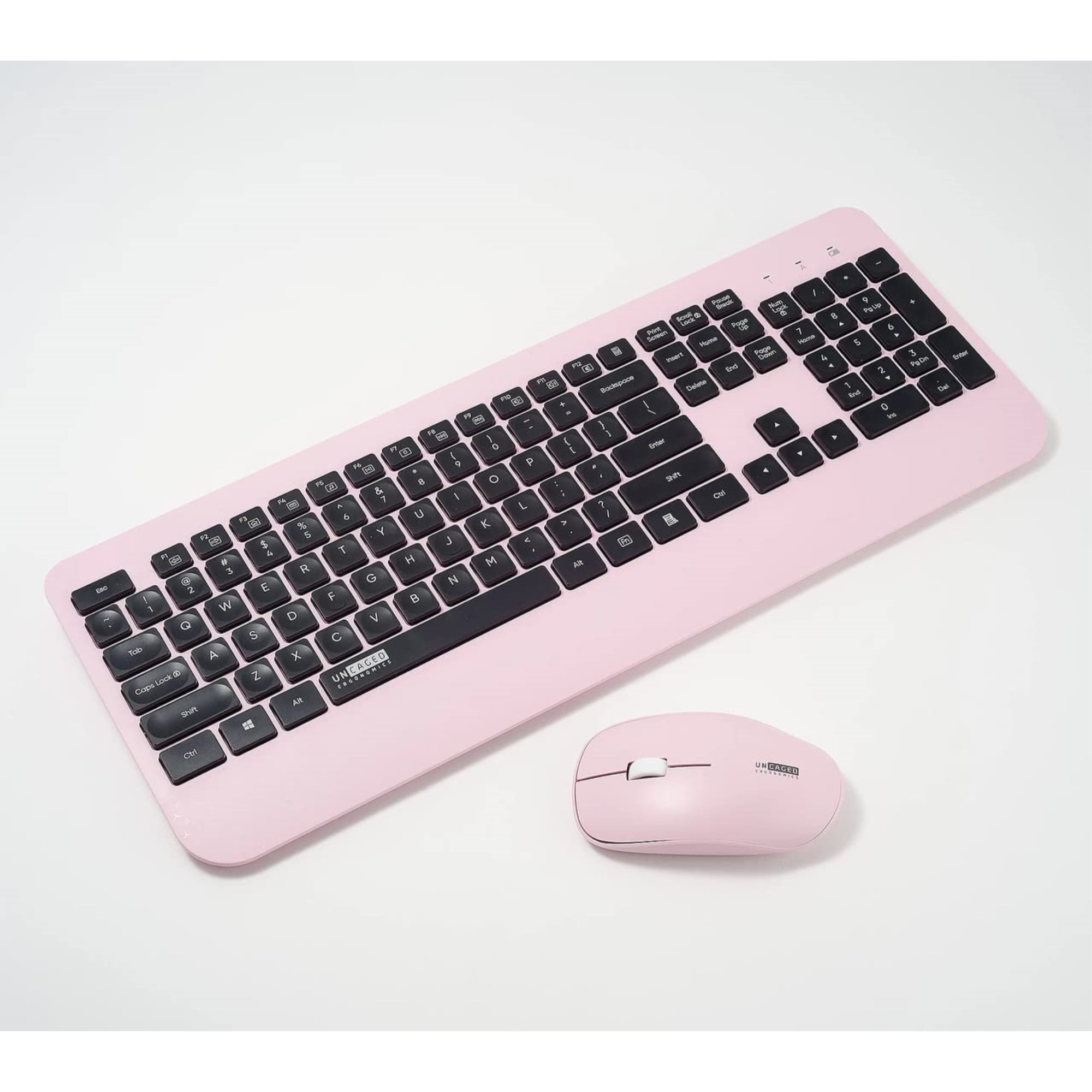 Uncaged Ergonomics KM1Pink Wireless Keyboard & Mouse Combo, Pink
