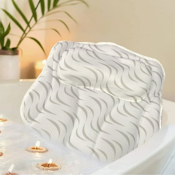 Uncahome Luxury Bath Pillow Relieve Stress and Rejuvenate Bathtub Pillow, Bath Pillows for Tub with a Washing Bag White