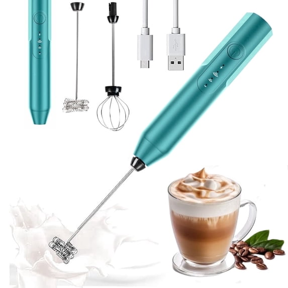 Milk Frother Wand Drink Mixer - Handheld Milk Frother Electric Whisk - Easy-Clean Stainless Steel Frother Wand & Mini Blender - Electric Coffee Frother for Milk Coffee Lattes
