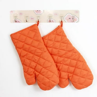 Uncahome Oven Mitts 2 Pcs Set, Kitchen Oven Glove High Heat Resistant Long Flexible Thick Gloves for Cooking BBQ Kitchen Mitt Orange