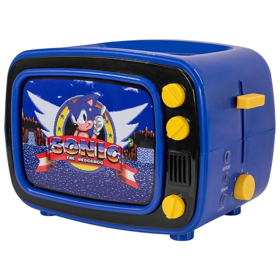 Uncanny Brands Sonic the Hedgehog Retro TV Toaster with Light Up Frame, Two Slice Model with Sonic Artwork, Themed Kitchen Appliance Y101